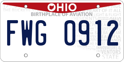 OH license plate FWG0912