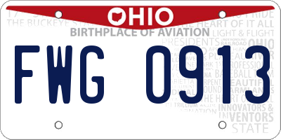 OH license plate FWG0913
