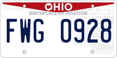 OH license plate FWG0928