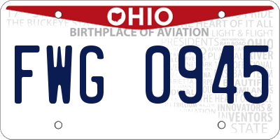 OH license plate FWG0945