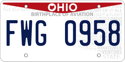 OH license plate FWG0958