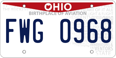 OH license plate FWG0968
