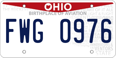 OH license plate FWG0976