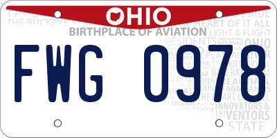 OH license plate FWG0978