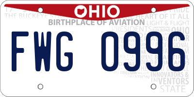 OH license plate FWG0996