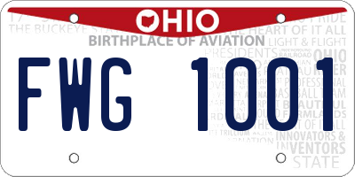 OH license plate FWG1001