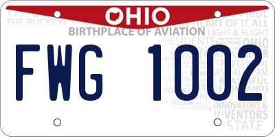OH license plate FWG1002