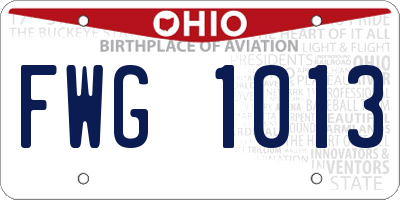 OH license plate FWG1013