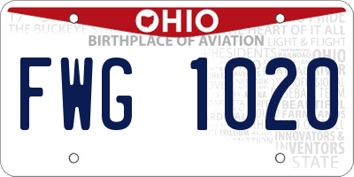 OH license plate FWG1020