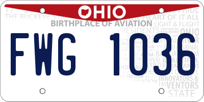 OH license plate FWG1036