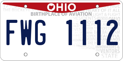 OH license plate FWG1112