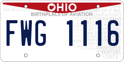 OH license plate FWG1116