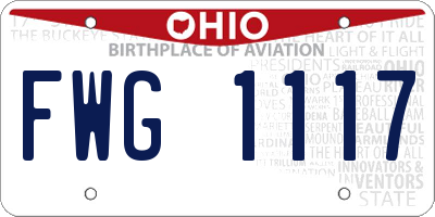 OH license plate FWG1117