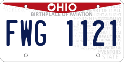 OH license plate FWG1121