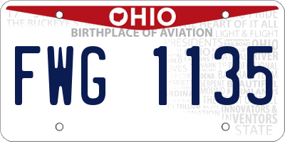 OH license plate FWG1135