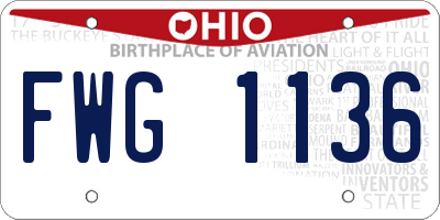 OH license plate FWG1136