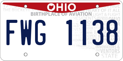 OH license plate FWG1138