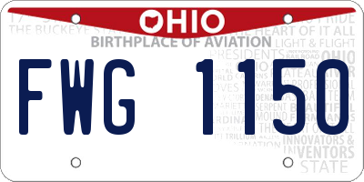OH license plate FWG1150
