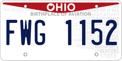 OH license plate FWG1152