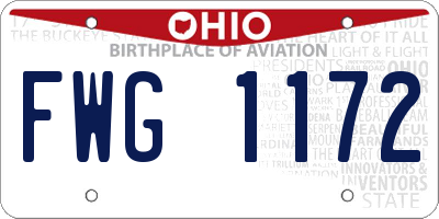 OH license plate FWG1172