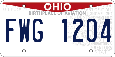 OH license plate FWG1204