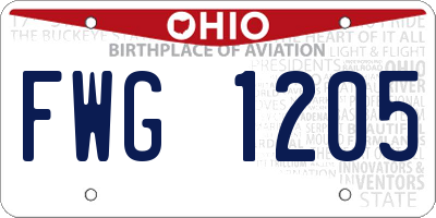 OH license plate FWG1205