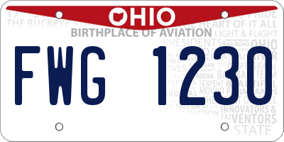OH license plate FWG1230