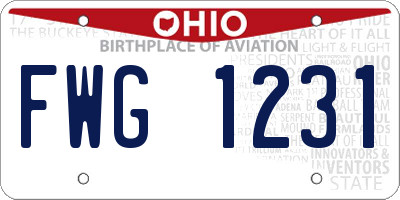 OH license plate FWG1231