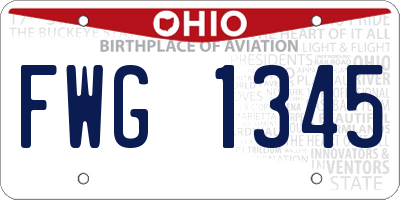 OH license plate FWG1345