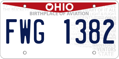 OH license plate FWG1382