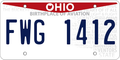 OH license plate FWG1412