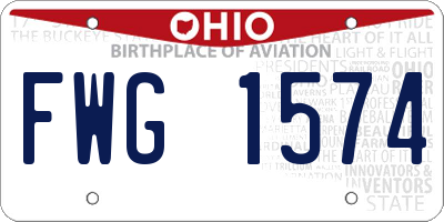 OH license plate FWG1574