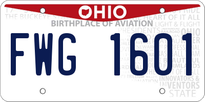 OH license plate FWG1601