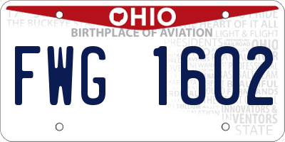 OH license plate FWG1602