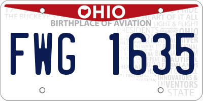 OH license plate FWG1635