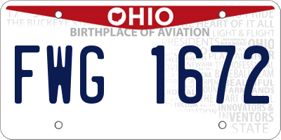 OH license plate FWG1672