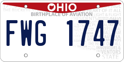 OH license plate FWG1747