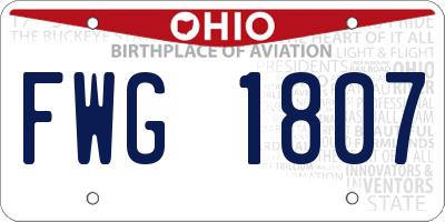 OH license plate FWG1807