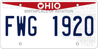 OH license plate FWG1920