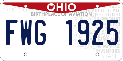 OH license plate FWG1925