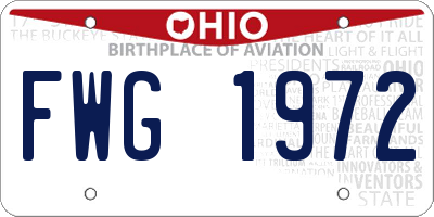 OH license plate FWG1972