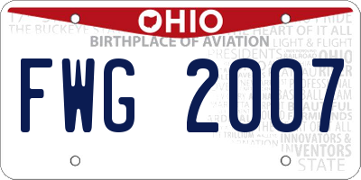 OH license plate FWG2007