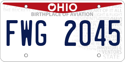 OH license plate FWG2045