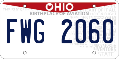OH license plate FWG2060