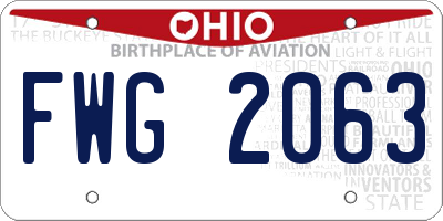 OH license plate FWG2063