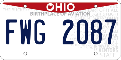 OH license plate FWG2087