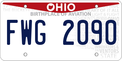 OH license plate FWG2090