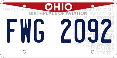 OH license plate FWG2092
