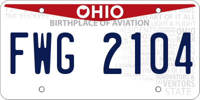 OH license plate FWG2104