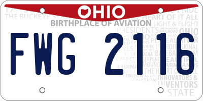 OH license plate FWG2116